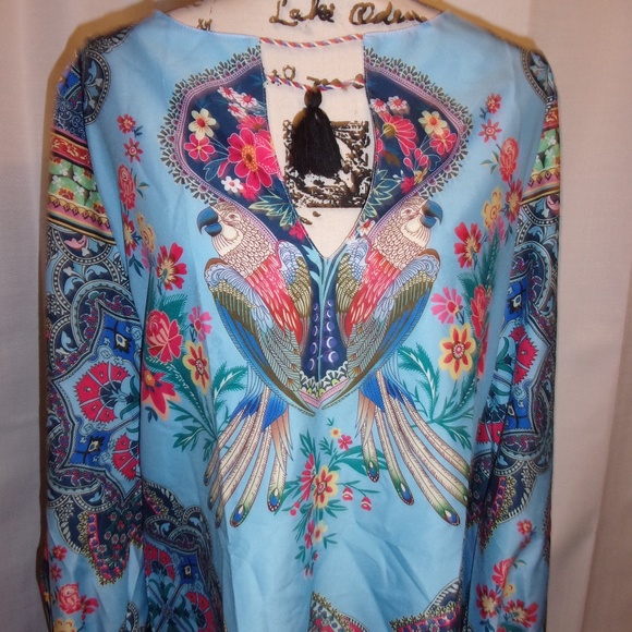 Wish Tops - Wish Sz 2XL (14) Blue Parrot Design Tunic Top